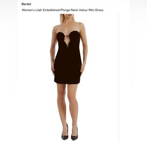 Bardot Black Velour Strapless Dress